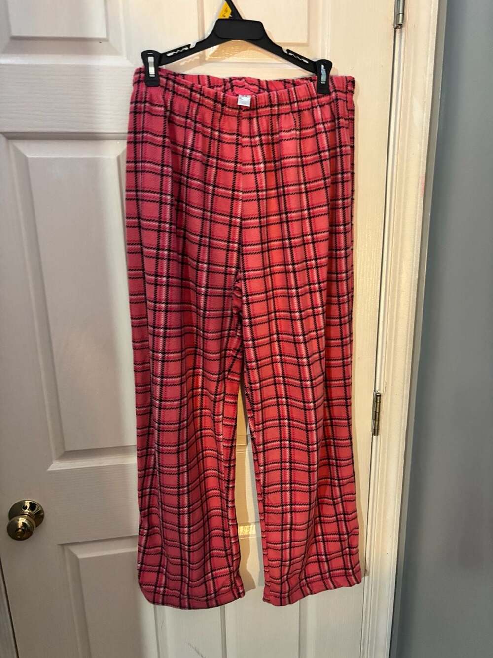 Just Be... Women's Pink and Black Plaid Fleece Pajama Pants Size 1X